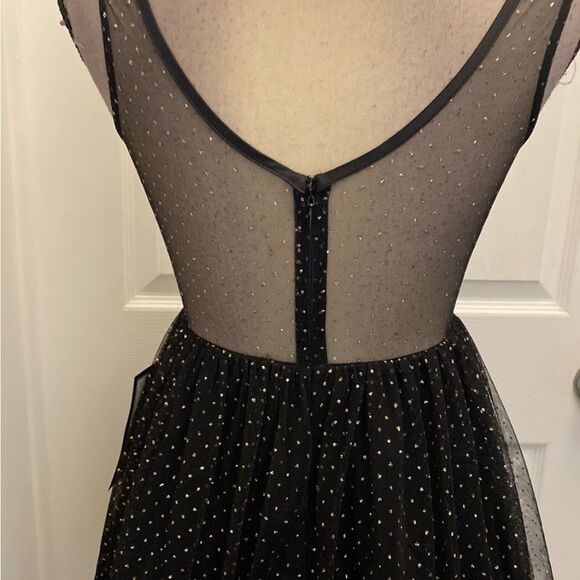 NWT Blondie Nights by Stacy Sklar Elegant mesh Black Polka Dot Dress, US0 - Picture 8 of 10